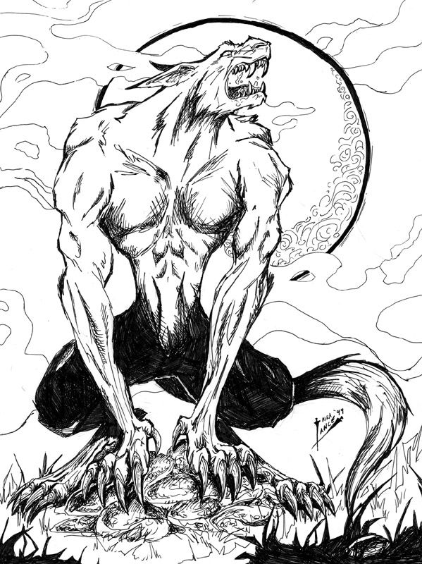 Howling Werewolf Tattoo Design by Aira Lance