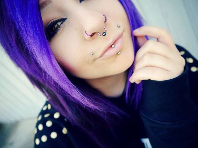 Nose And Angel Bites Piercings On Girl Face