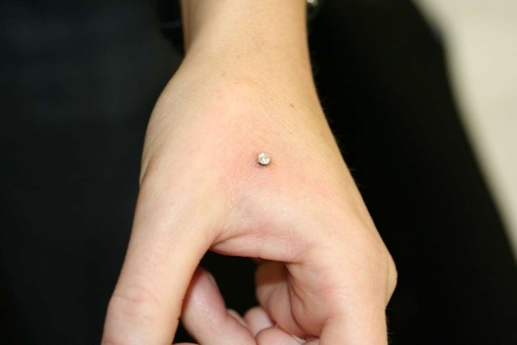 Nice Dermal Anchor Hand Piercing