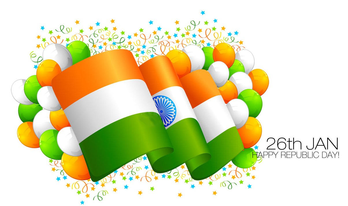 26th Jan Happy Republic Day Indian Flag Balloons Picture