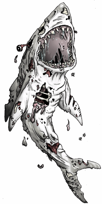 3D Zombie Shark Tattoo Design By Mimi The Mexicanese