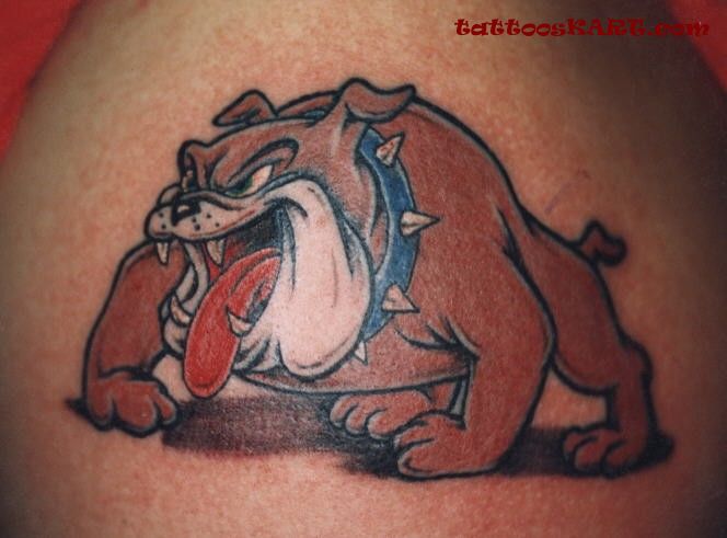 Amazing Bulldog Cartoon Tattoo Design