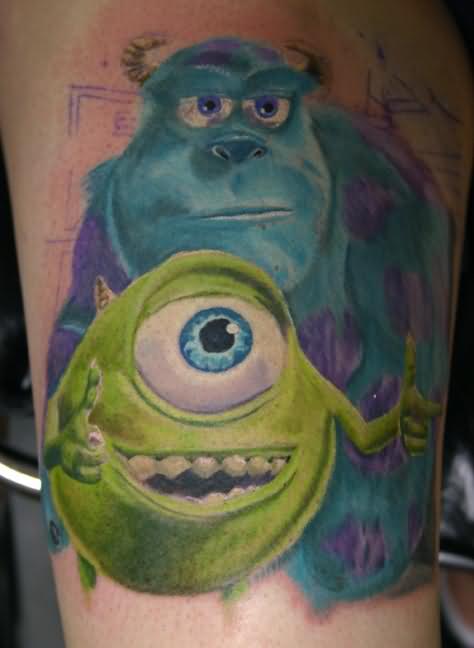 Colorful Monsters Cartoon Tattoo Design