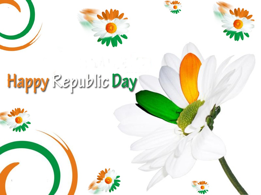 Happy Republic Day Tricolor Flowers Wallpaper