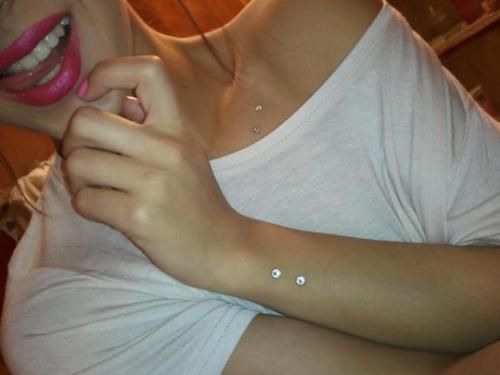 Amazing Surface Collarbone And Arm Piercing For Girls