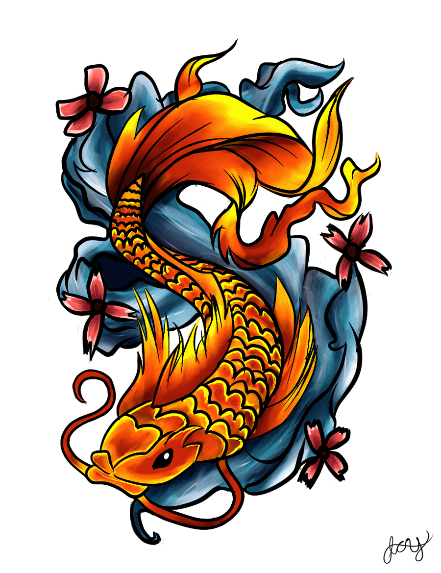 Colorful Fish Water Splash Tattoo Design By Icy