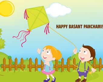 Happy Basant Panchami Kids Flying Kites