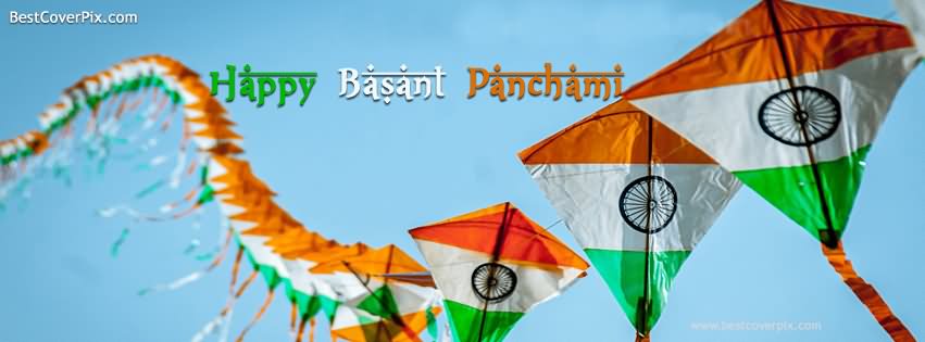 Happy Basant Panchami Tri Color Flying Kites Picture