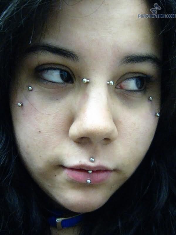 Multiple Face And Jestrum Piercing For Girls