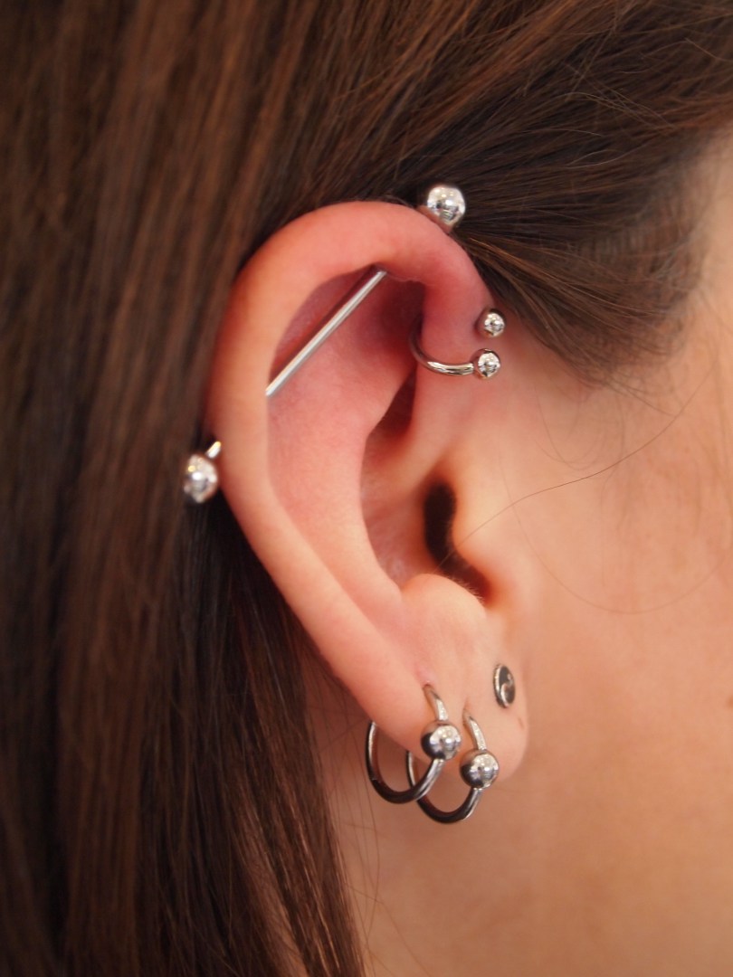 Double Lobe, Helix And Pinna Piercing