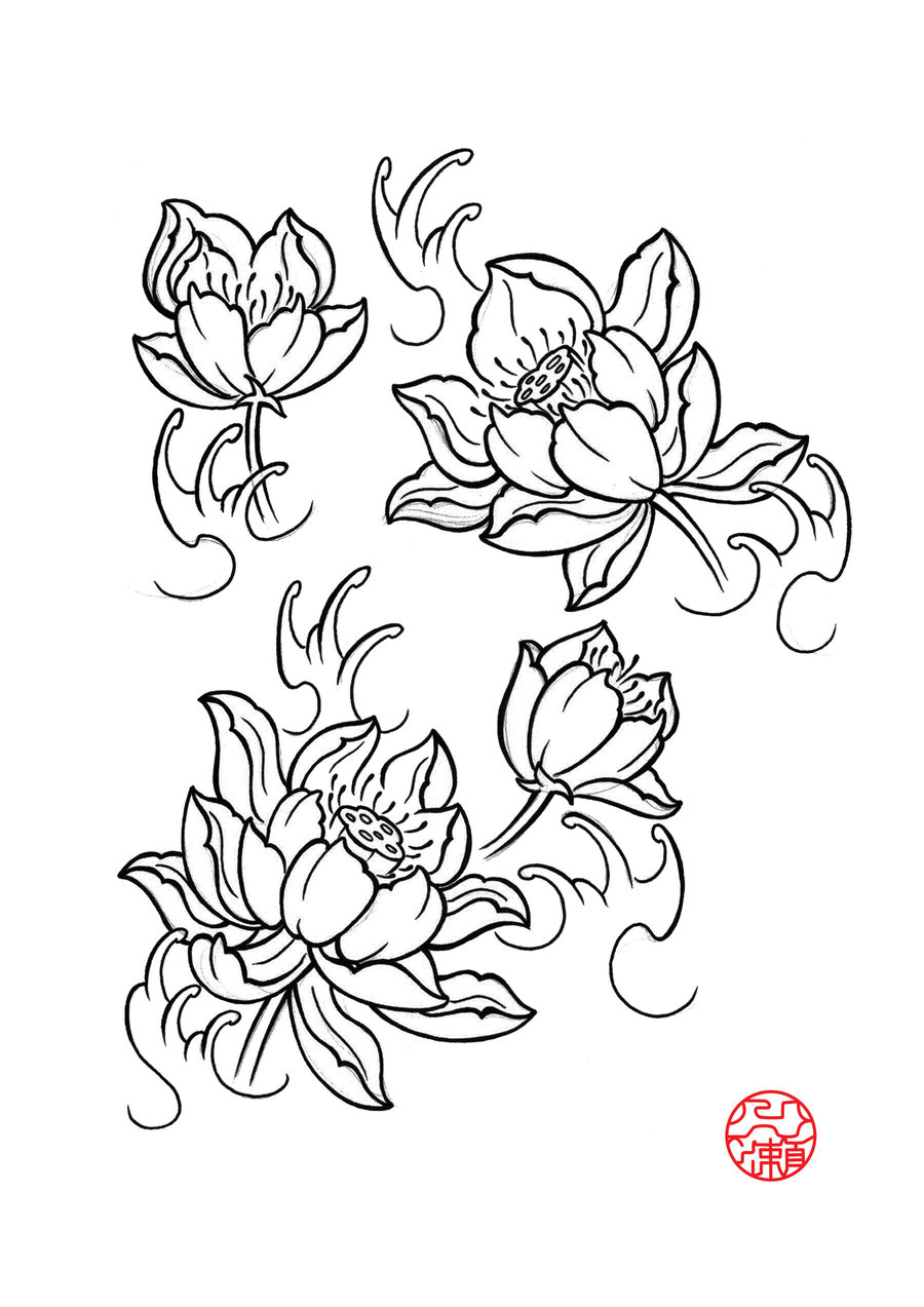 Black Lotus Flower Tattoo Flash By Itinoshe Kenji