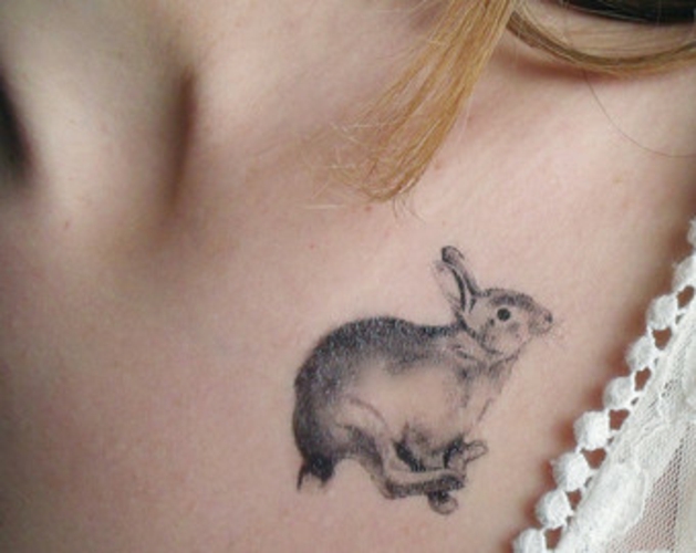 Grey Ink Rabbit Tattoo Design By Rosie Meade Kemp