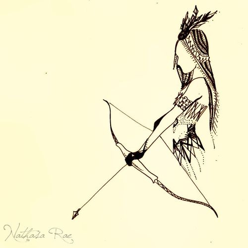 Archer In Girl Hand Tattoo Stencil