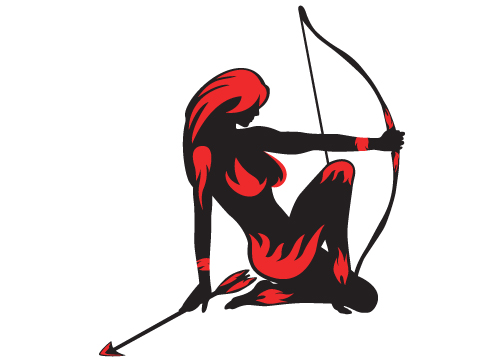 Red And Black Archer In Girl Hand Tattoo Design