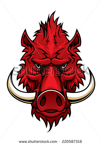 Red Ink Boar Head Tattoo Design