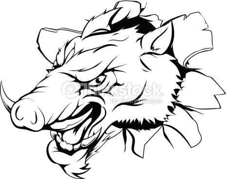 Ripped Skin Boar Head Tattoo Stencil