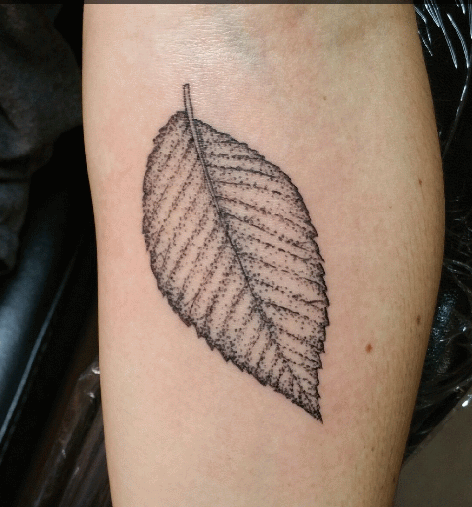 Nice Grey Ink Simple Leaf Tattoo