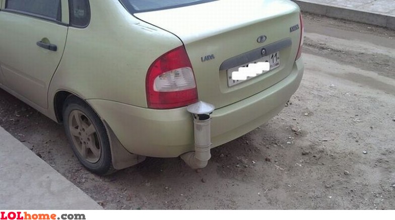 Car With Chimney Silencer Funny Image