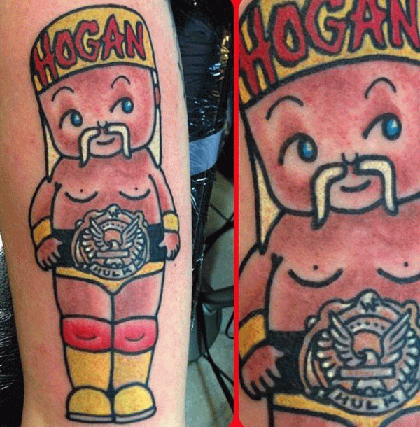 Cartoon Hulk Hogan Wrestler Tattoo Design