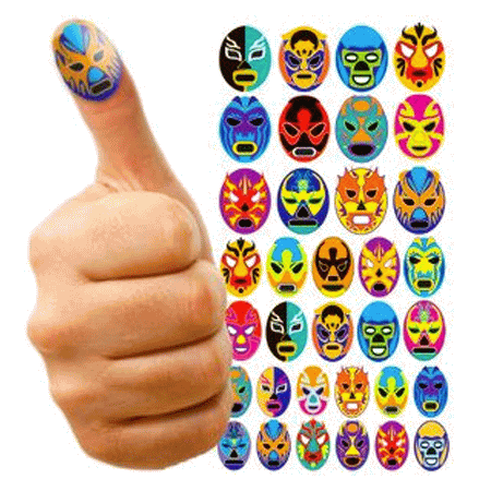 Colorful Wrestler Lucha Dragon Mask Tattoo Design For Thumb