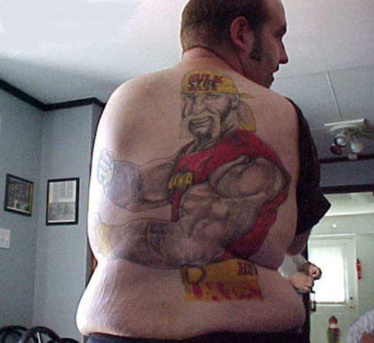 Wrestler Hulk Hogan Tattoo On Man Full Back