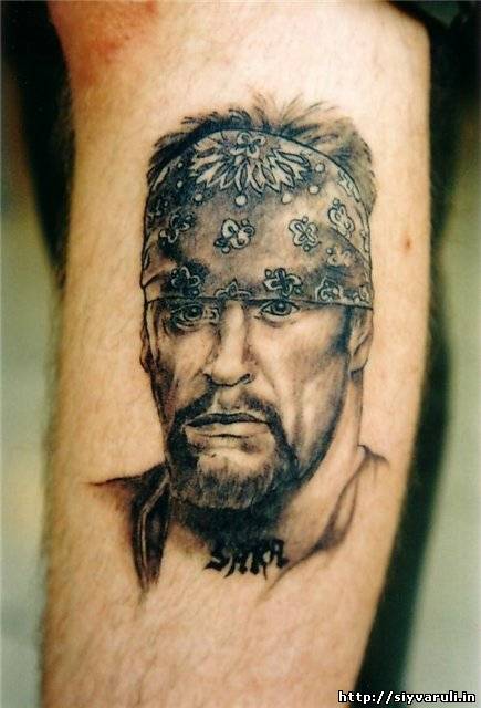 Wrestler Undertaker Head Tattoo Design For Arm