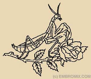 Black Mantis With Rose Tattoo Stencil