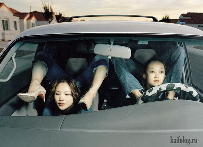 Funny Flexible Girls Car Driver Image