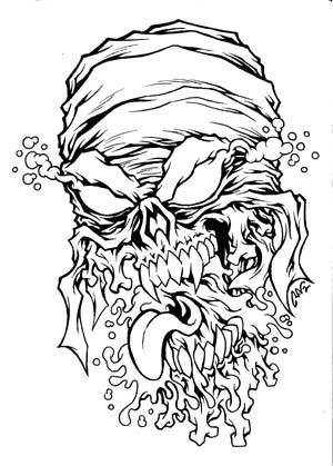 Black And White Mummy Skull Tattoo Design