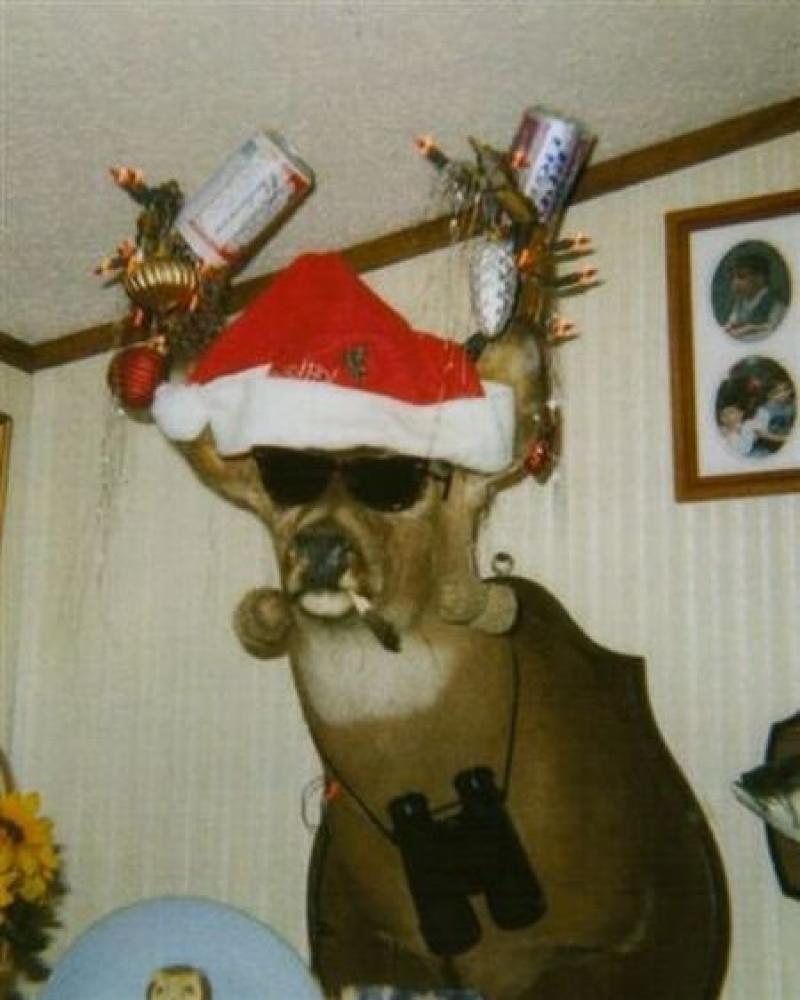 Funny Redneck Deer With Santa Hat