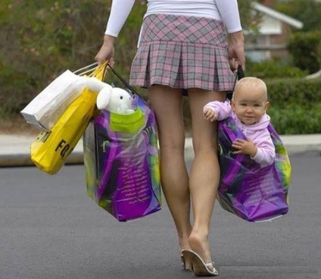 Baby Carrying In Bag Funny Transportation Picture