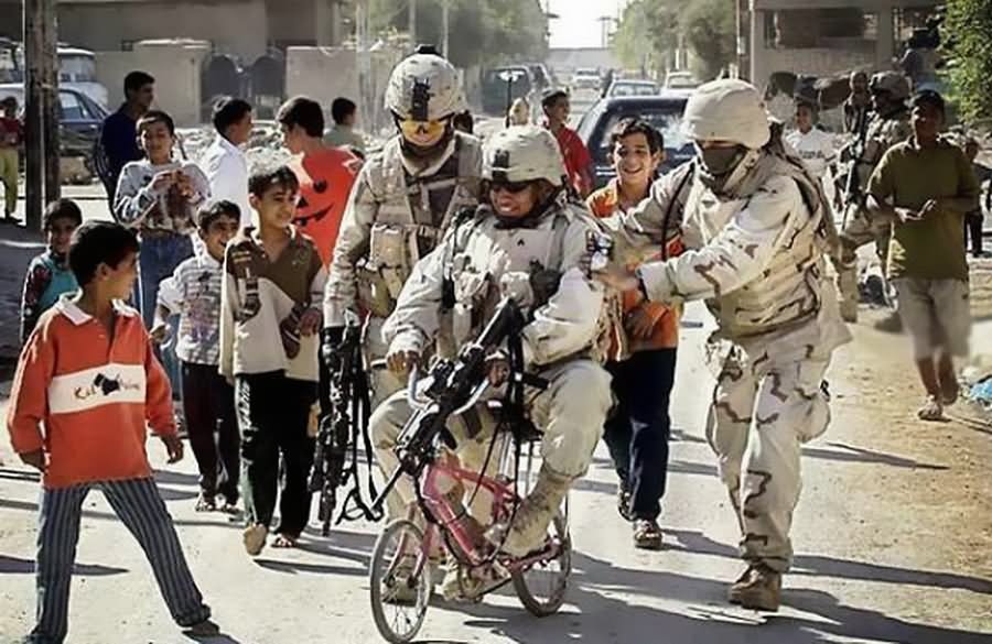 Funny Army Man On Small Cycle Transportation Picture