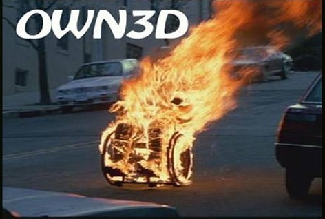 Burning Man On Wheelchair Funny Owned Picture