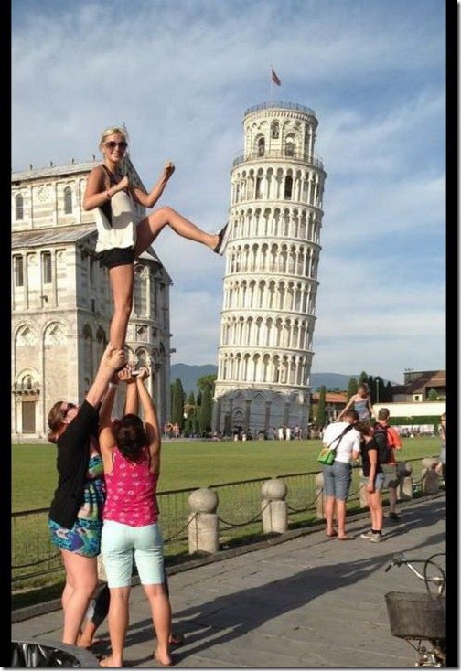 Tower Of Pisa Funny Illusion Shot Image