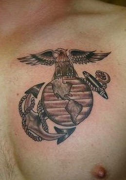 Us Army Infantry Two Crossing Guns Tattoo On Man Chest