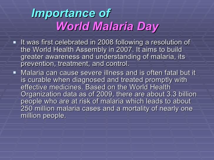 Importance Of World Malaria Day