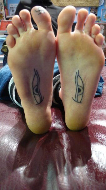 Bacon Lettering Tattoo On Under Feet