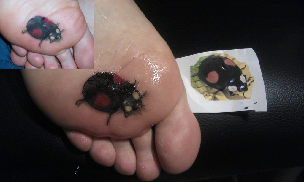 Ladybug Tattoo On Under Foot