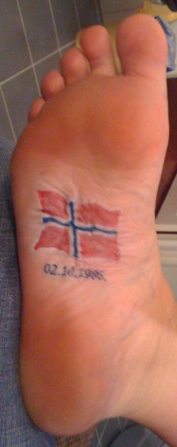 Memorial Flag of Norway On Under Foot