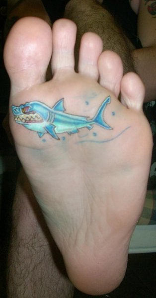 Shark Tattoo On Under Foot