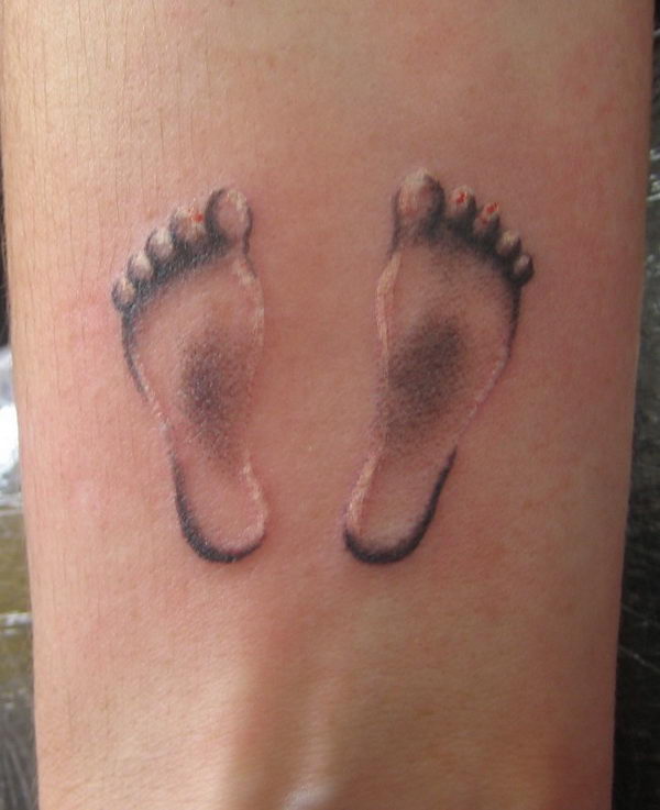 3D Black Ink Footprints Tattoo Design