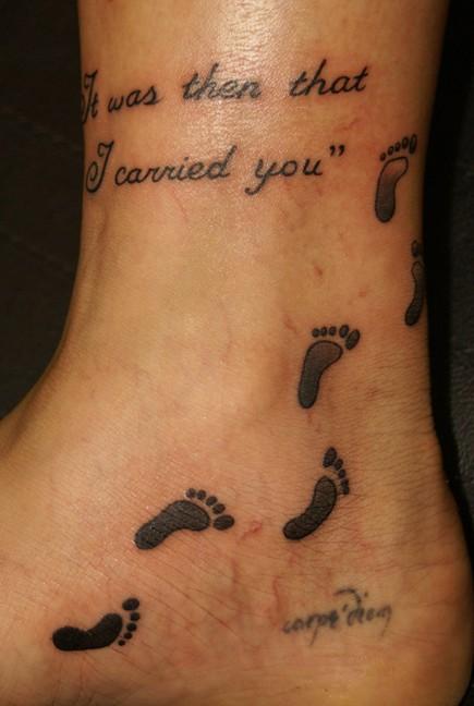 Black Footprints Tattoo On Ankle