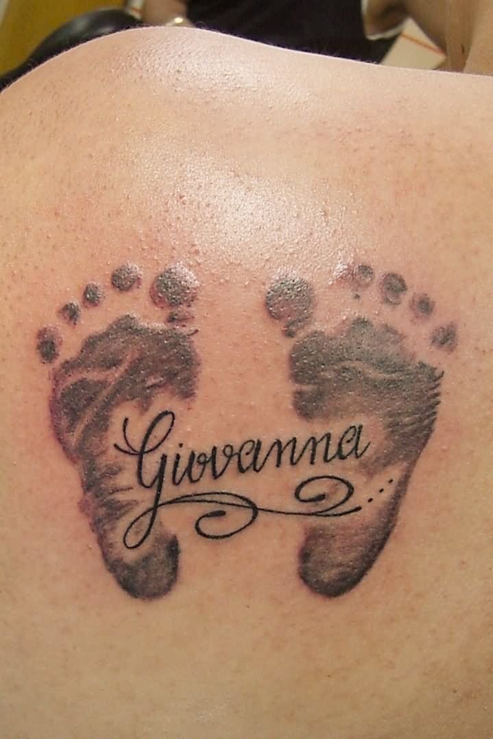 Black Ink Two Footprints Tattoo Design