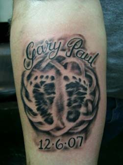 Gary Paul - Memorial Footprints Tattoo Design For Forearm