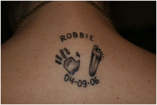 Robbie - Memorial Hand And Foot Print Tattoo Design