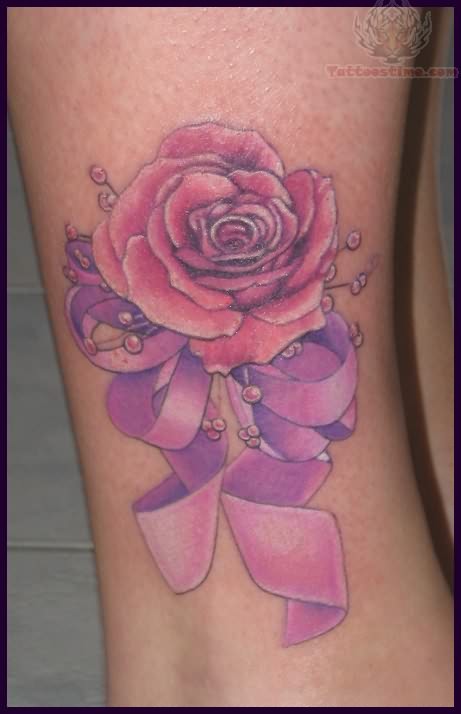 Rose With Ribbon Tattoo Design