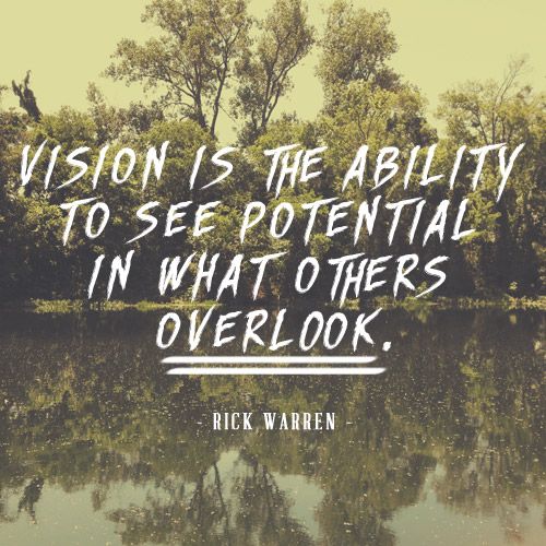 Vision is the ability to see potential in what others overlook.