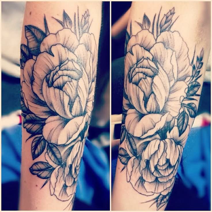 Classic Floral Tattoo Design For Forearm