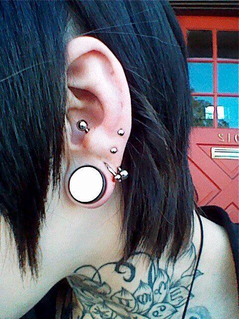 Gauge Lobe And Anti Lobe Piercing For Girls