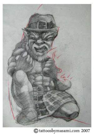 Grey Leprechaun Tattoo Design Idea